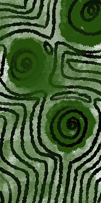 Abstract Digital Art - Elowen 2 - Minimal - Contemporary Abstract Painting - India Green - Black  by Studio Grafiikka