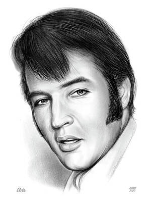 Celebrities Drawings - Elvis 3 by Greg Joens