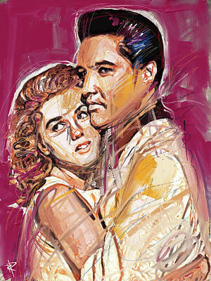 Actors Mixed Media - Elvis and Ann by Russell Pierce