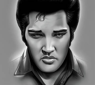 Musicians Photo Royalty Free Images - Elvis Presley Portrait Royalty-Free Image by Athena Mckinzie