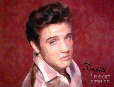 Rock And Roll Paintings - Elvis#2 by Steve Mitchell