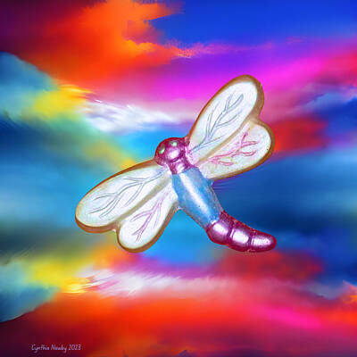 Animals Digital Art Rights Managed Images - EMA Dragon Fly Royalty-Free Image by Cindy