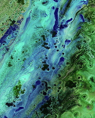 Royalty-Free and Rights-Managed Images - Emerald Green Sea Coast Abstract Watercolor  by Irina Sztukowski