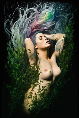 Nudes Digital Art - Emerald Water Angel by Eros Deconstructed