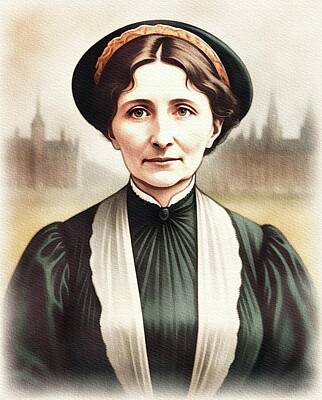 Celebrities Painting Royalty Free Images - Emmeline Pankhurst, Suffragette Royalty-Free Image by Sarah Kirk