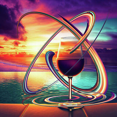 Wine Digital Art Royalty Free Images - End of the Day Royalty-Free Image by James Morris