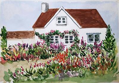 Temples - English cottage and Garden 2 by Asha Sudhaker Shenoy