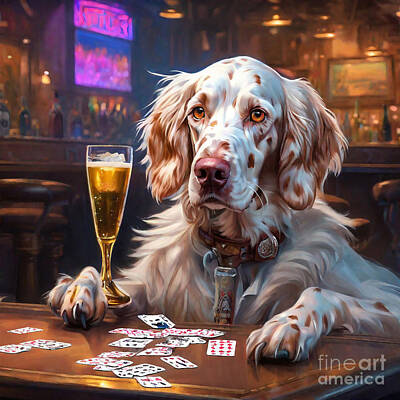 Beer Paintings - English Setter Setter Spirits English Elegance and Ales  by Adrien Efren