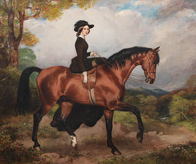 Keith Richards Royalty Free Images - Equestrian portrait of Sarah Conolly of Castletown, mounted sid Royalty-Free Image by MotionAge Designs