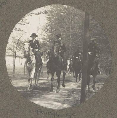 Gaugin Rights Managed Images - Equestrian scene on Koninklijke Houtvesterij Het Loo riders on country road anonymous c 1900  c 1925 Royalty-Free Image by Artistic Rifki