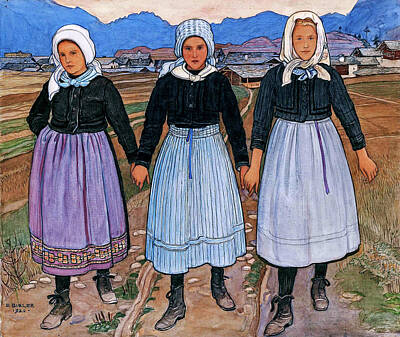 The Champagne Collection - Ernest Bieler 1863 1948 THREE YOUNG GIRLS 1920 by Artistic Rifki
