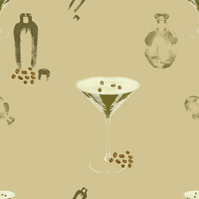 Martini Photos - Espresso Martini seamless repeating pattern by Karen Foley
