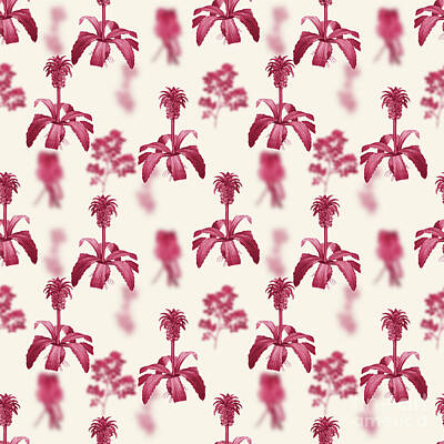 Florals Mixed Media - Eucomis Regia Botanical Seamless Pattern in Viva Magenta n.1209 by Holy Rock Design