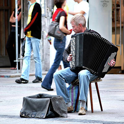 Musician Photos - EUR07-The Street Musician by Clement Tsang