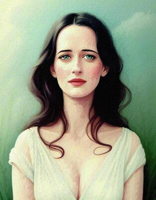 Celebrities Painting Royalty Free Images - Eva Green, Actress Royalty-Free Image by Sarah Kirk