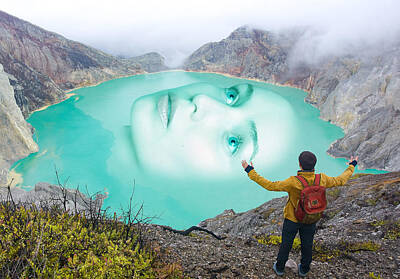 Recently Sold - Surrealism Digital Art - Face of A Woman On the Lake Surreal by Barroa Artworks