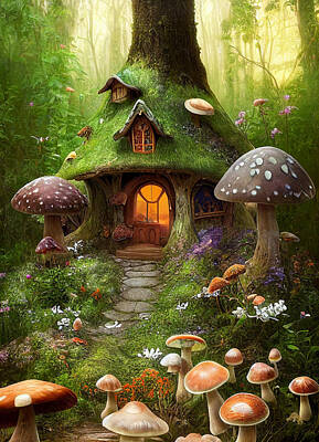Fantasy Mixed Media - Fairy House In Enchanted Woods by Smart Aviation