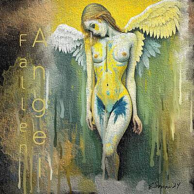 Nudes Digital Art - Fallen Angel by Elaine Sonne