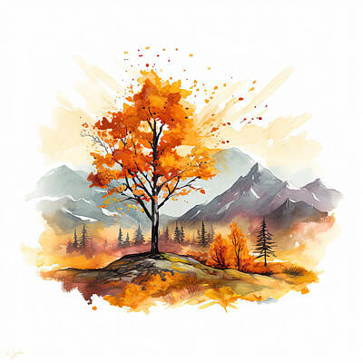 Landscapes Digital Art - Fallen Leaves - Four Seasons Wall Art by Lourry Legarde