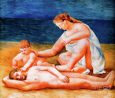 Surrealism Paintings - Family at the Seashore by Pablo Picasso 1922 by Pablo Picasso