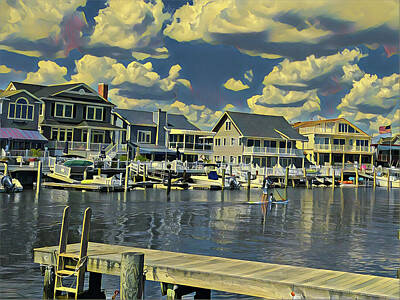 Recently Sold - Surrealism Royalty-Free and Rights-Managed Images - Family Paddleboarding Time by Surreal Jersey Shore