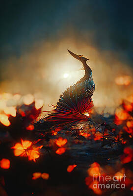 Birds Digital Art - Fantasy Peacock by Allan Swart