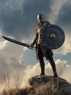 Fantasy Digital Art Royalty Free Images - Fantasy Warrior Royalty-Free Image by Daniel Eskridge