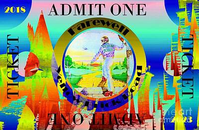 Watercolor Dogs - Farewell Yellow Brick Road world tour ticket art by David Lee Thompson