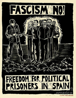 City Scenes Drawings - Fascism No - Political Protest Poster by Sad Hill - Bizarre Los Angeles Archive