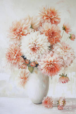 Royalty-Free and Rights-Managed Images - Feeling Peachy Dahlia Flowers by Tina LeCour