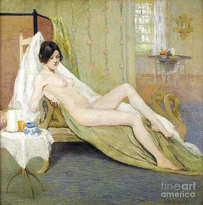 Cities Paintings - Female Nude In An Interior by Sad Hill - Bizarre Los Angeles Archive
