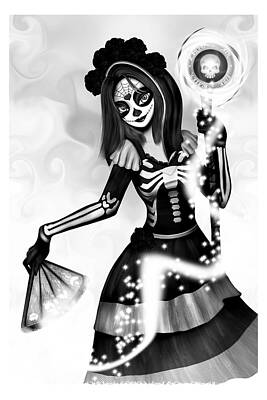 Halloween Elwell Royalty Free Images - Female Skeleton Black and White Art Royalty-Free Image by Raphael Lopez