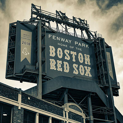 Baseball Royalty Free Images - Fenway Park Baseball Stadium In Boston Massachusetts - Sepia 1x1 Royalty-Free Image by Gregory Ballos