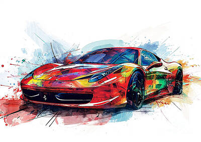 Bath Time - Ferrari 458 Italia automotive artistic by Clark Leffler