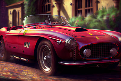 Sports Rights Managed Images - Ferrari  Sport  Spider by Asar Studios Royalty-Free Image by Celestial Images