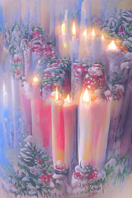 Mark Andrew Thomas Digital Art Royalty Free Images - Festive Peppermint Christmas Candles Royalty-Free Image by Mark Andrew Thomas