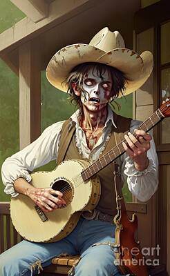 Celebrities Digital Art Royalty Free Images - Festive zombie musician Royalty-Free Image by Sen Tinel