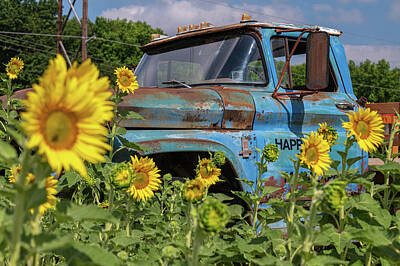 Sunflowers Photos - Field Parking by Kristopher Schoenleber