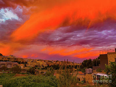 Vine Ripened Tomatoes Royalty Free Images - Fiery Sunset Over Rural Swieqi, Malta Royalty-Free Image by Unbounded Art