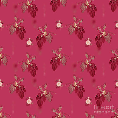 Roses Mixed Media Royalty Free Images - Fig Botanical Seamless Pattern in Viva Magenta n.1180 Royalty-Free Image by Holy Rock Design