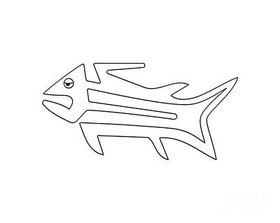 Animals Drawings - Fish from Nazca by Michal Boubin