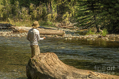 Modern Man Mid Century Modern - Fishermen Fishing the Wallowa River by Debbie Lind