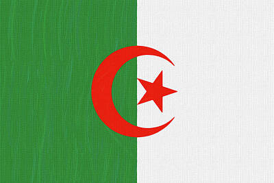 Uncle Sam Posters Rights Managed Images - Flag of Algeria ,  County Flag Painting ca 2020 by Ahmet Asar Royalty-Free Image by Celestial Images