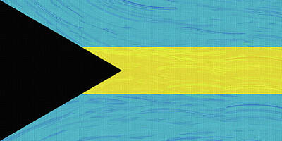 Royalty-Free and Rights-Managed Images - Flag of Bahamas ,  County Flag Painting ca 2020 by Ahmet Asar by Celestial Images
