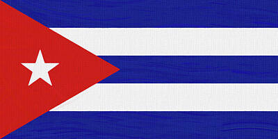 The Beach House - Flag of Cuba ,  County Flag Painting ca 2020 by Ahmet Asar by Celestial Images