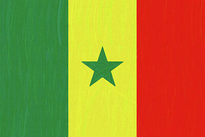 Royalty-Free and Rights-Managed Images - Flag of Senegal ,  County Flag Painting ca 2020 by Ahmet Asar by Celestial Images