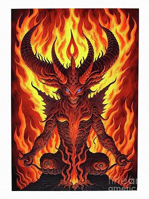 Steampunk Paintings - Flames of Satan by Esoterica Art Agency