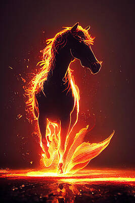 Modern Sophistication Beaches And Waves - Flaming Horses, 06 by AM FineArtPrints