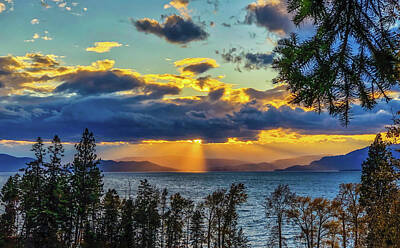 Jazz Collection - Flathead Lake in blue and gold - Montana by Tatiana Travelways