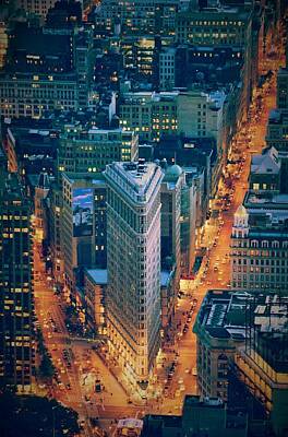 City Scenes Royalty-Free and Rights-Managed Images - Flatiron Building at Night - New York City - Manhattan by Marianna Mills